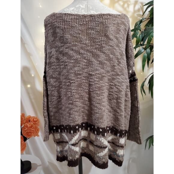 Free People Oversized Fair Isle Wool Mohair Slouchy Knit Sweater Womens Size XS - Picture 4 of 12
